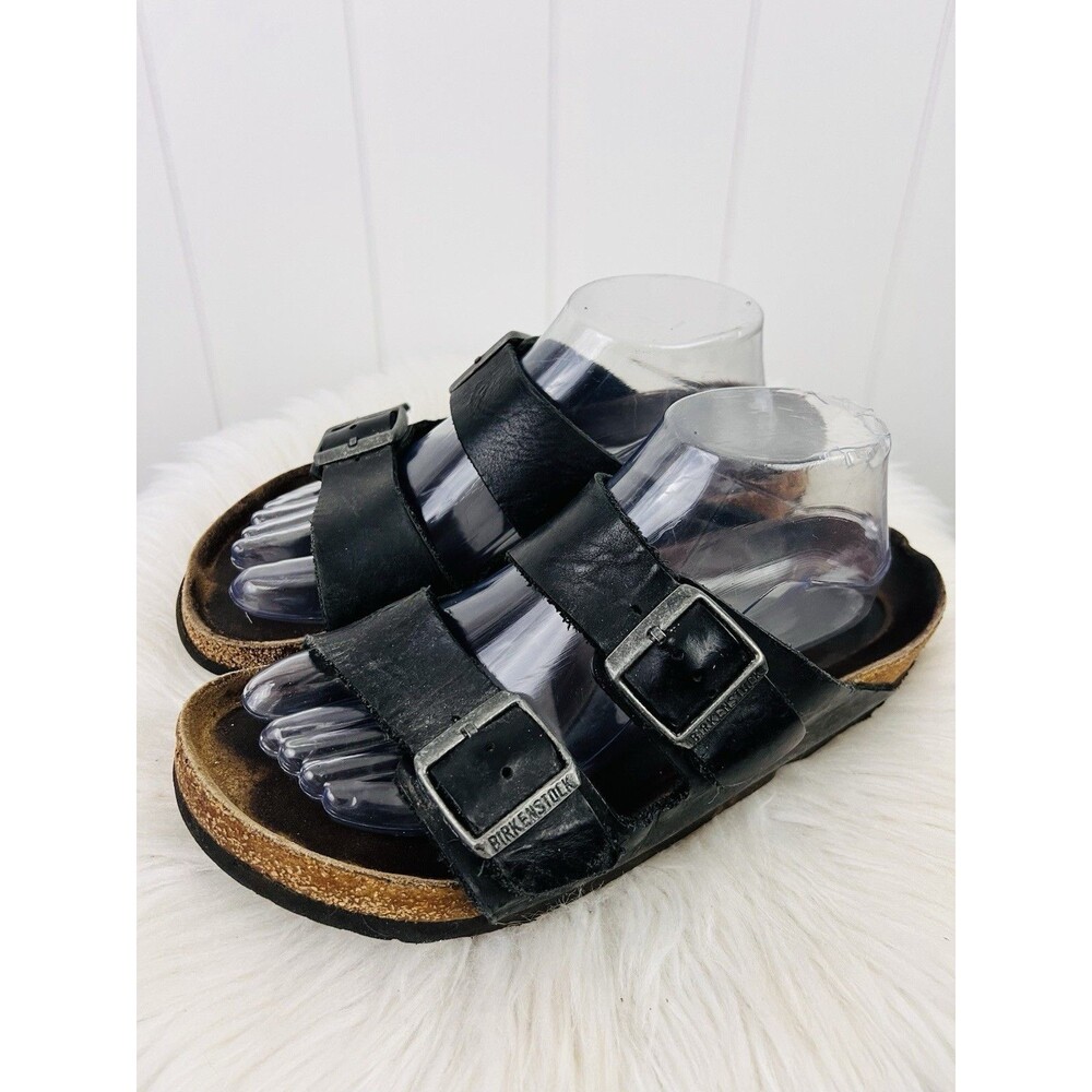 Birkenstock Arizona Black Leather Two Strap Comfort Sandals Womens EU39 US8